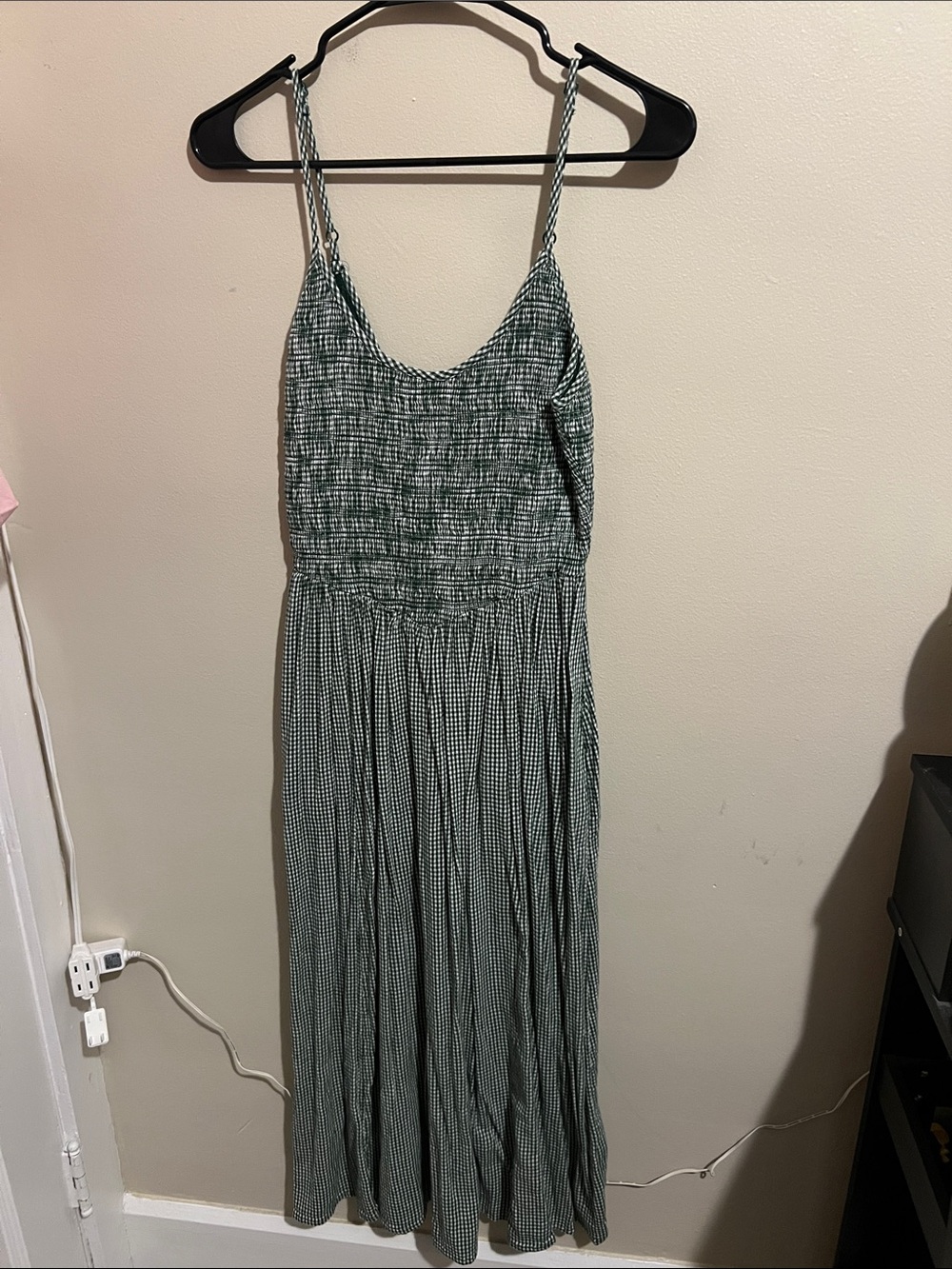 Aerie At The Barre Dark Green White Gingham Midi Dress - Picture 4 of 11